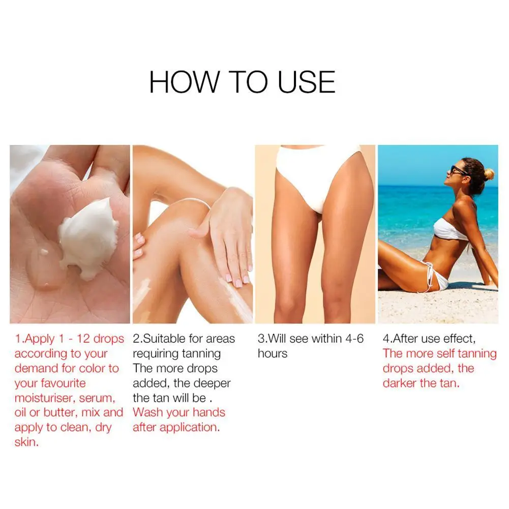 

1PCS Self-Tanning Drops Body Tanning Lotion Skin Care Cream Tanner Tanning For Daily Care Skin 30mL T4F0