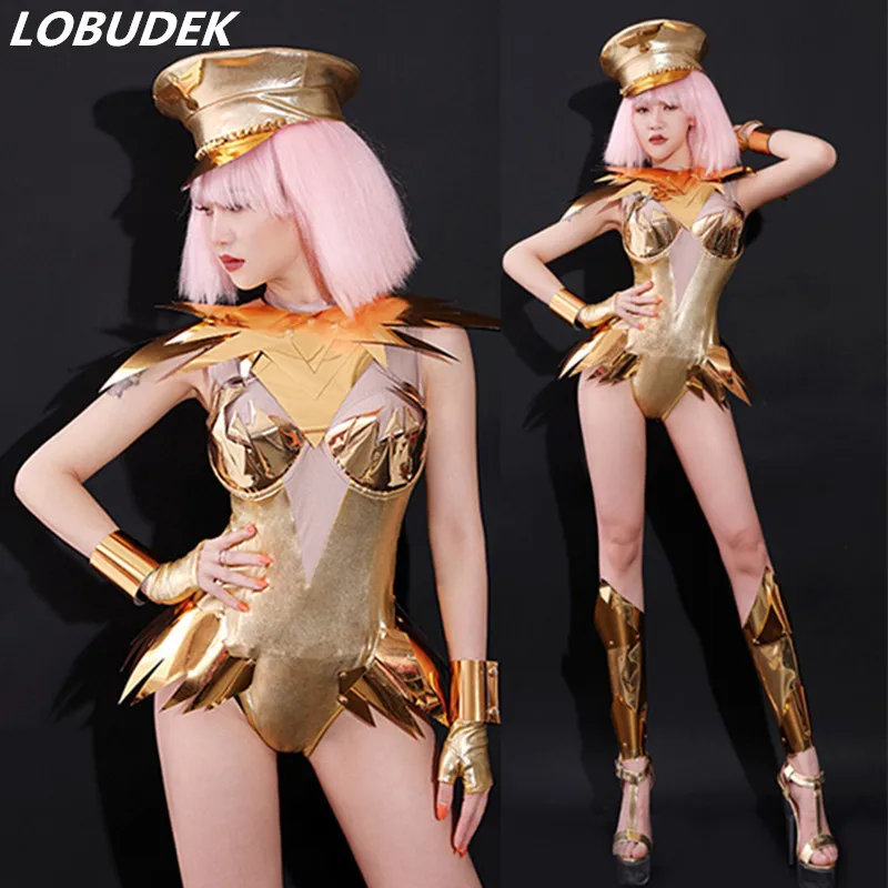 Женский облегающий костюм без рукавов для выступлений в баре ночном клубе DJ Singer