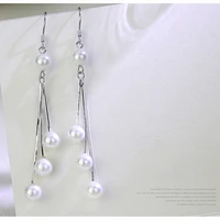 silver atmospheric pearl earrings fashion long tassel earrings long earrings simple wild fashion earrings 2021 fashion jewelry