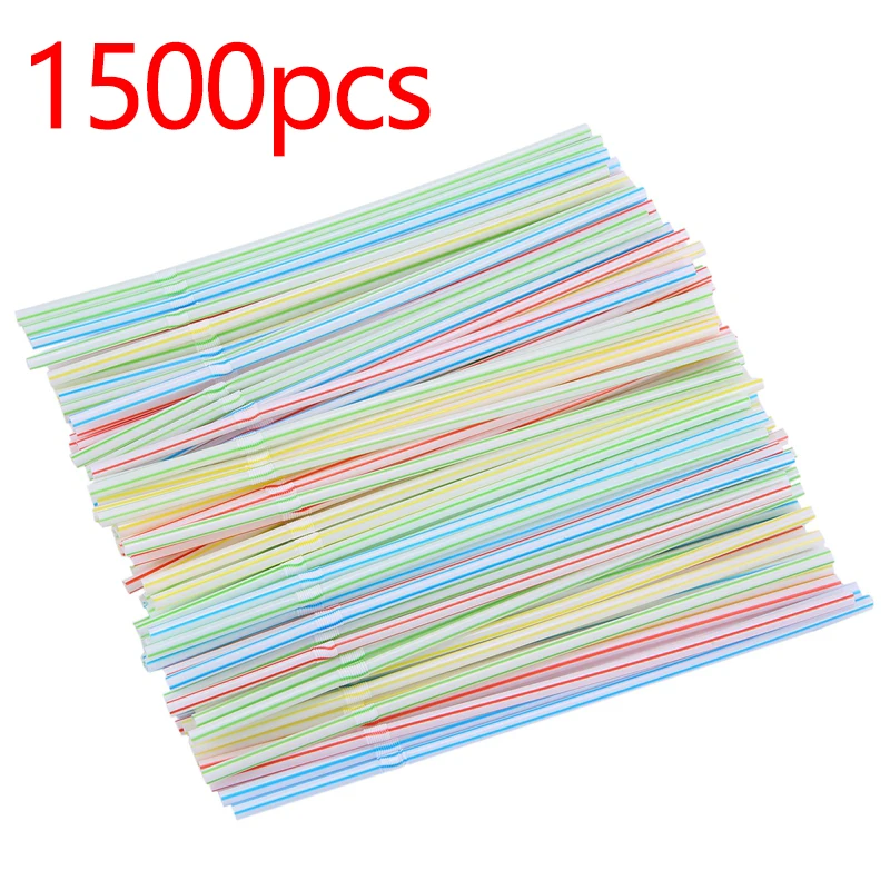 

1500pcs Flexible Disposable Plastic Curved Drinking Straws Events Party Bar Drink Rainbow Straw 8 Inch Long Straw Bar Accessorie