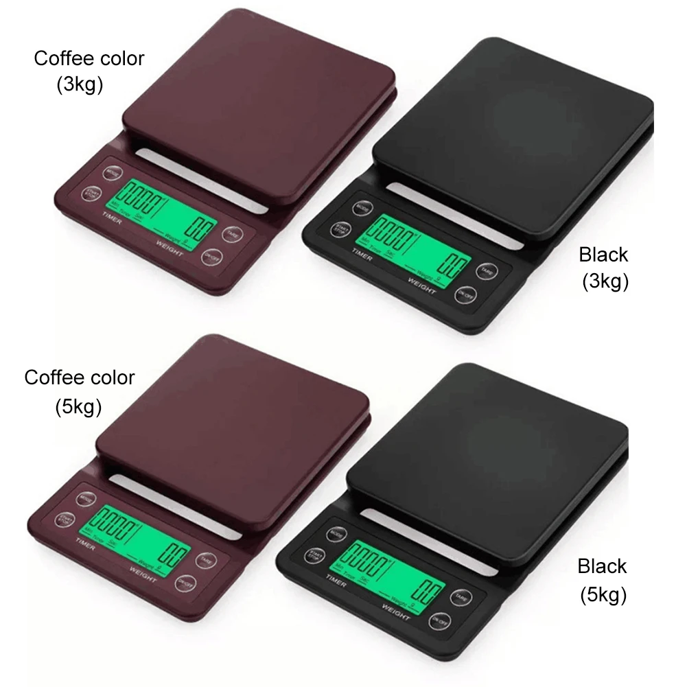 

3kg/0.1g 5kg/0.1g Electronic Drip Coffee Scale With Timer High Precision LED Display Household Weight Balance Measuring Tools