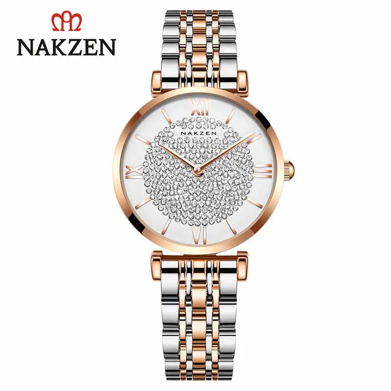 Enlarge NAKZEN Fashion Quartz Ladies Watch Stainless Steel Women Watches Luxury Wrist Watch Top Brand Clock Life Waterproof Reloj Mujer