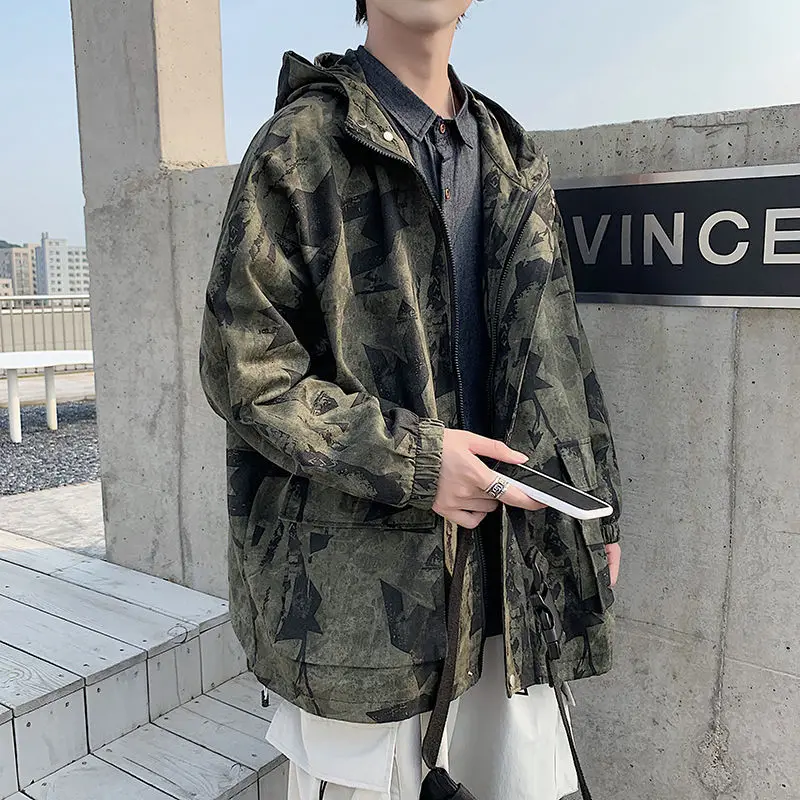 

2020 Autumn New Camouflage Loose Hooded Casual Large Long Sleeve Youth Fashion Style Jacket M-2XL
