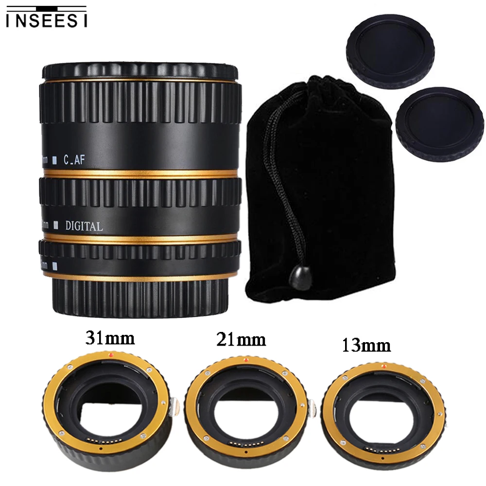 INSEESI Золотое металлическое Крепление с автофокусом AF макро Удлинительное Кольцо