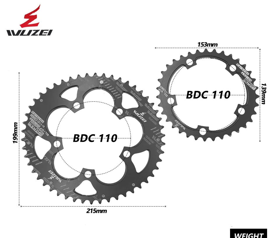 Wuzei Road Bicylcle 110BCD 35/50T Овальный Звездочка комплект велосипед 7075-T6 сплав Сверхлегкий эллипс восхождение Мощность передняя Звездочка пластина