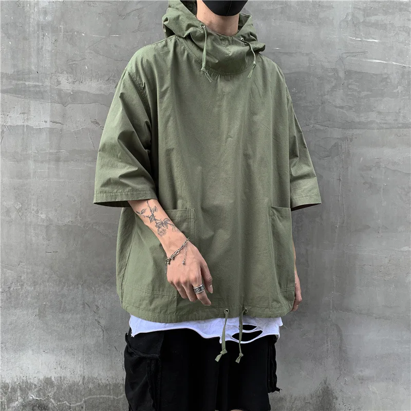 

New Men Streetwear Summer Harajuku Hooded T-shirt Fashion Loose Half-sleeved Pullover T-shirt Comprehensive Training