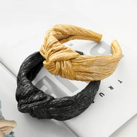 folded bright silk fabric hairbands for women hair accessories solid color bows headbands crown hair bands