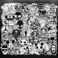 100pcs random black and white stickers graffiti punk jdm cool sticker bomb for laptop skateboard luggage bike motorcycle helmet
