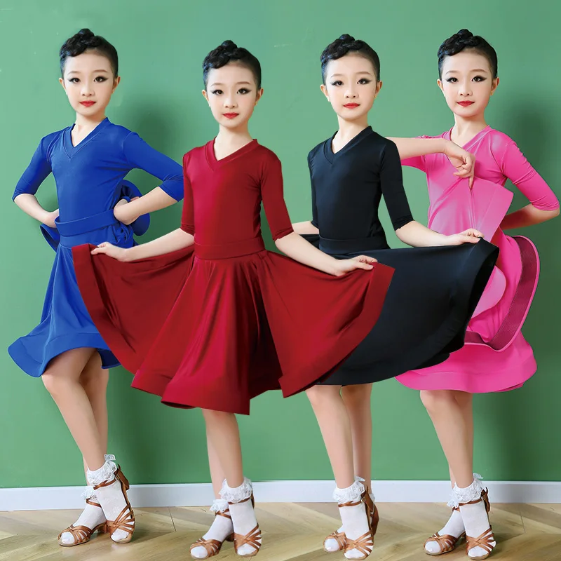 

2020 Girl Latin Dance Dress Child Competition Latin Dancing Dress Kid Fitness Children Samba Rumba Girl Showing Dancing Skirts