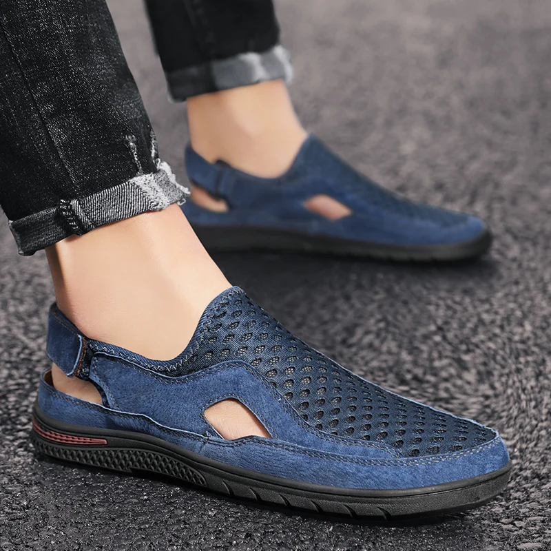 Genuine Leather Hiking Trekking Shoes Sneakers Men Non Slip Water Aqua Beach Outdoor Climbing Tactical Shoes Zapatillas Hombre