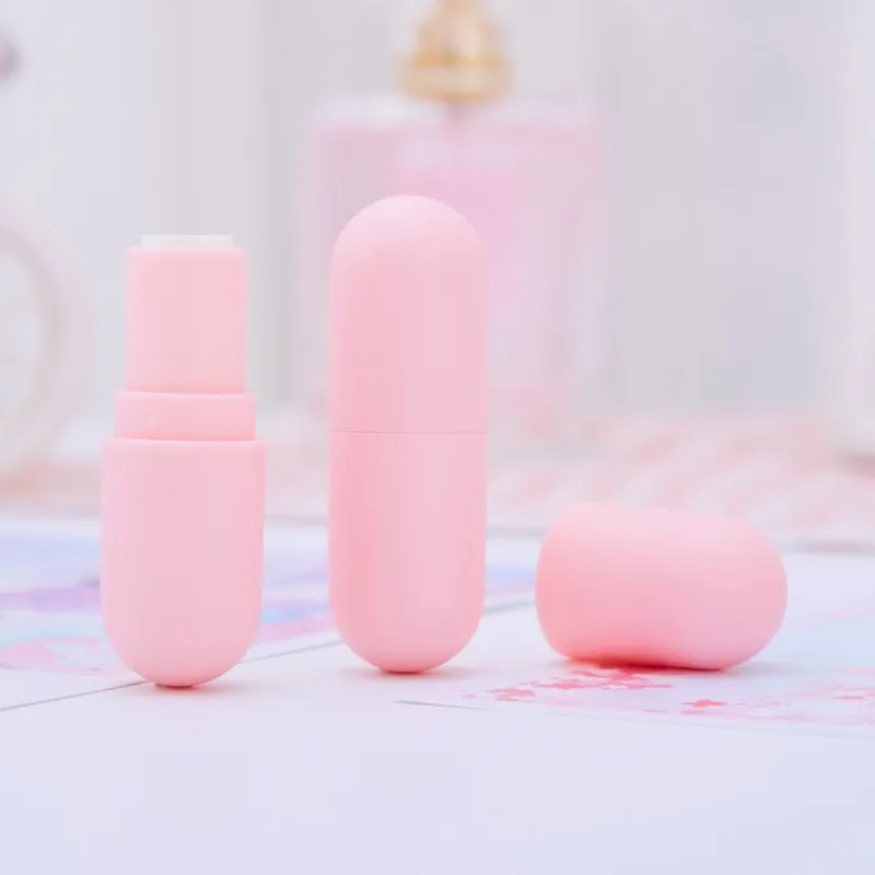 

New 9mm Empty Lipstick tubes,Capsule shape,Pink Plastic Lip balm Tube,DIY Lip glaze cosmetic packing container