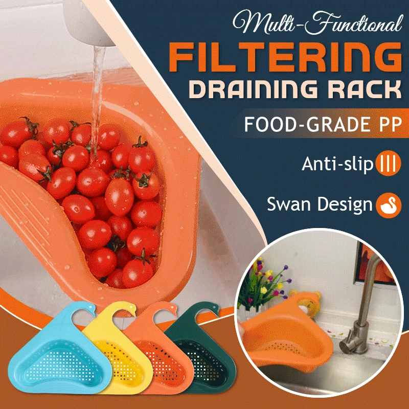 

Multi-Functional Hanging Filtering Draining Rack Safe Durable Creative Swan Design Wet Dry Waste Separate Kitchen Accessories