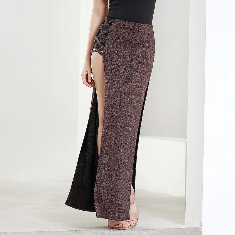 Женская трикотажная облегающая длинная юбка-карандаш с разрезом и высокой