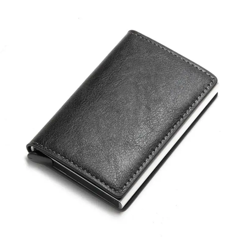 

Bycobecy Rfid CreditCard Cardholder Blocking Men id Credit Card Holder Wallet Leather Metal Aluminum Business Bank Card Case