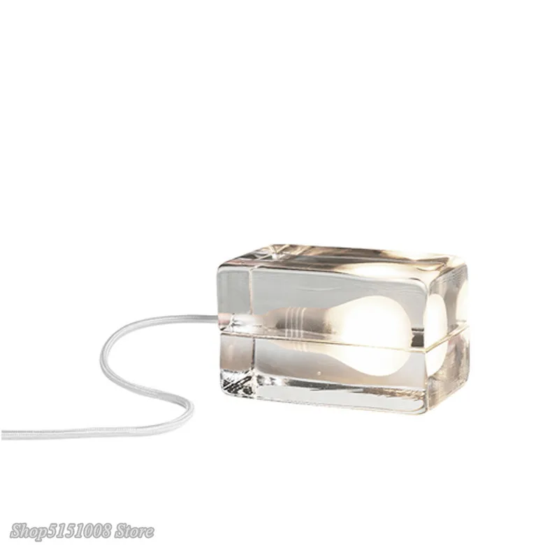 Goede Moderne Transparante Glazen Led Tafellamp Clear Ice Cube Tafel Licht Nordic Slaapkamer Nachtkastje Bureaulamp Home Decor Verlichtingsarmaturen