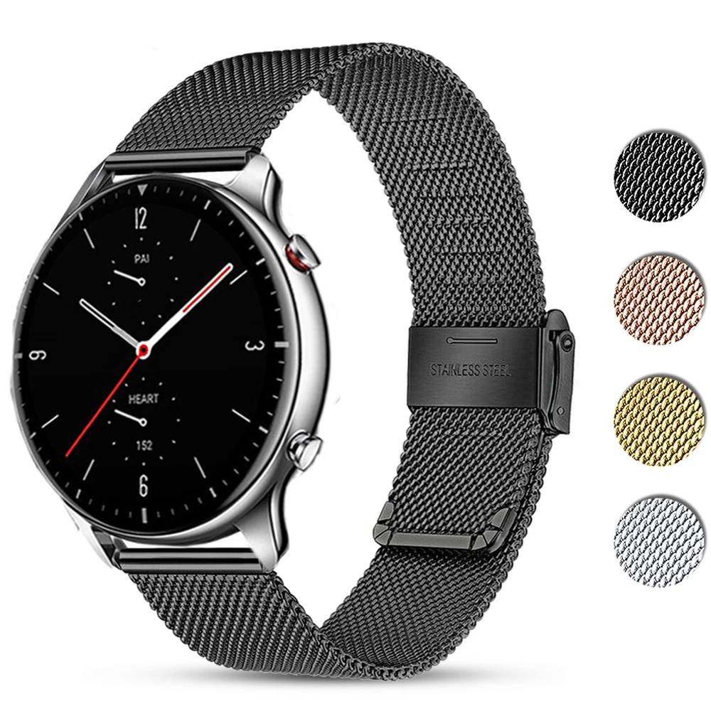 

Ремешок из нержавеющей стали для Xiaomi Huami Amazfit GTR 2E/GTR 47 мм, ремешок для смарт-часов, быстросъемный браслет для Amazfit Stratos 2 3