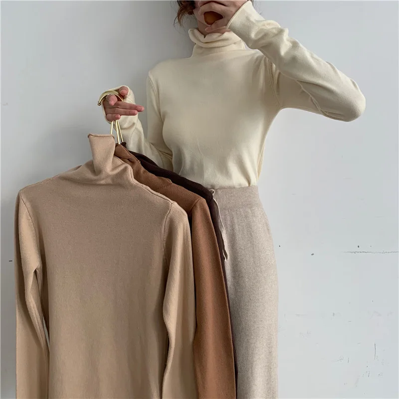 

Turtleneck Sweater Women Slim Basic Pullover Knitted Woman Sweaters Korean Fashion Soild Knit Jumper Mujer Sweater Pull Femme