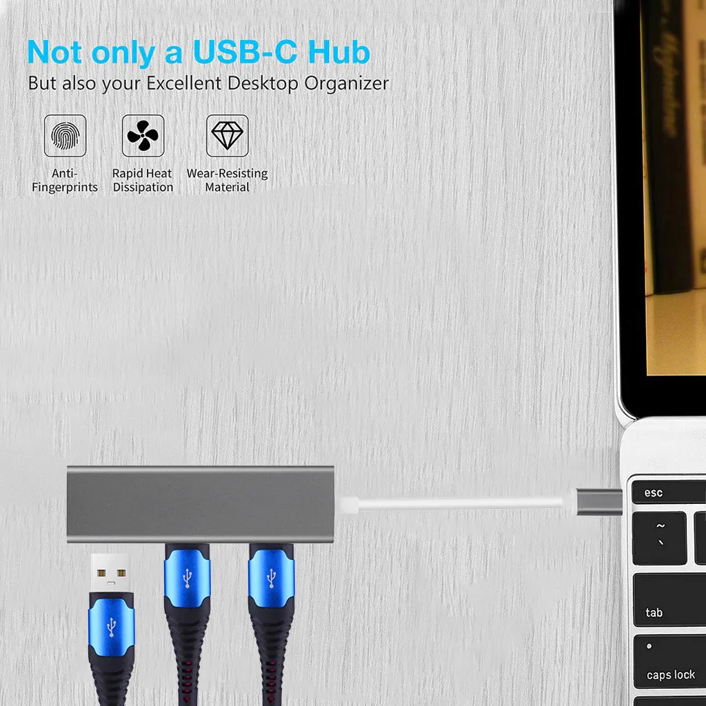 USB C Ethernet RJ45 Lan Adapter Type to 3 Ports 3.0 Hub 10/100/1000Mbps Gigabit Network for Macbook | Компьютеры и офис