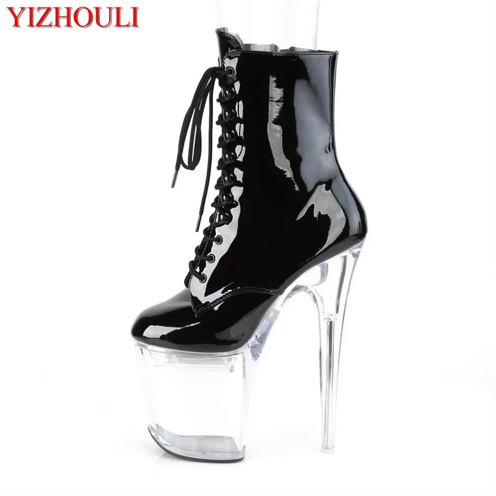 Sexy summer ankle boots, bright PU for pole dancing at parties and nightclubs, 20cm heels for model runway shows, dancing shoes