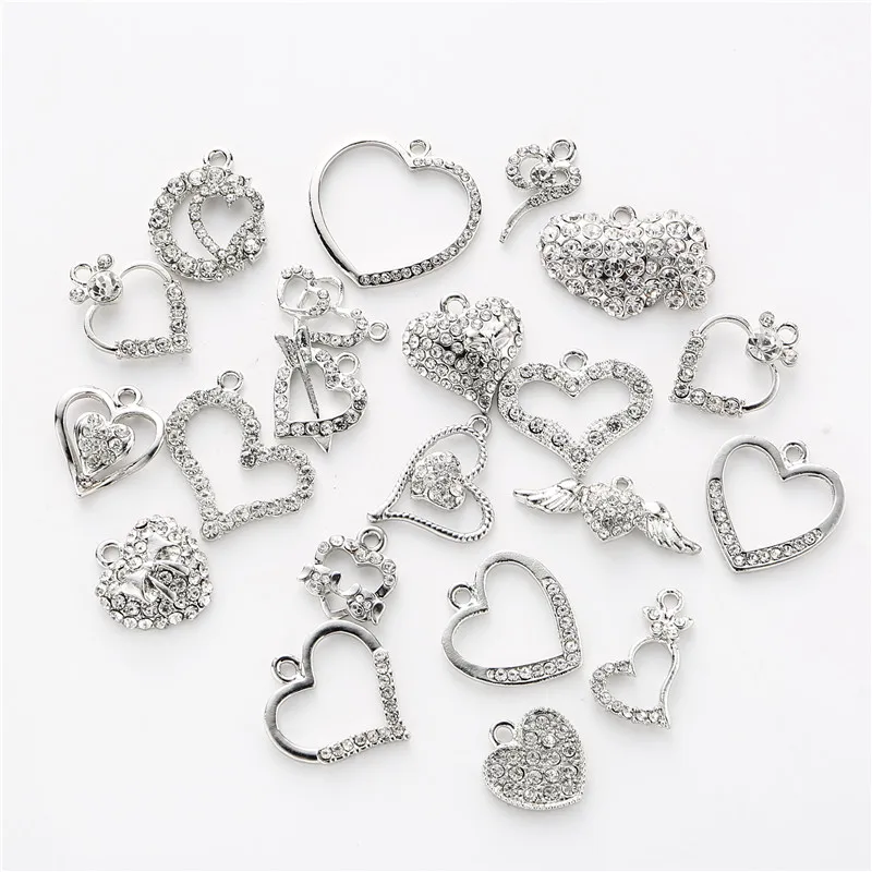 20 шт. смешанные стили хрустальные полые сердца любовь подвески Купидон Стрела