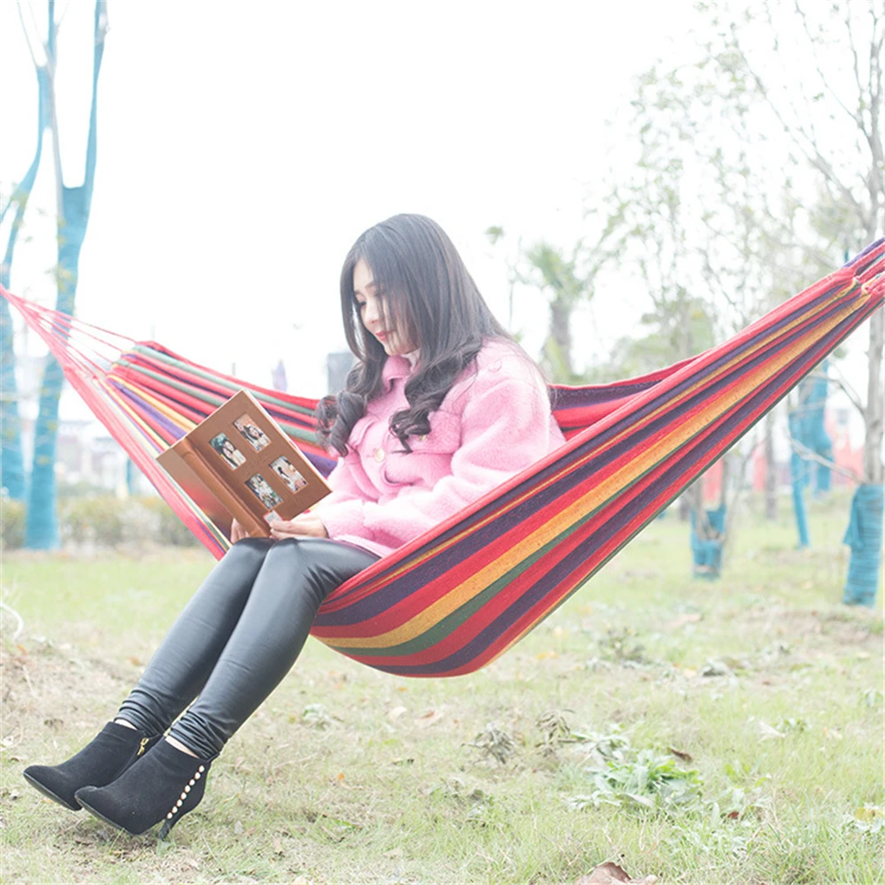 Двойной гамак подвесная койка из холщовой ткани 190 Х80 см качели для сада