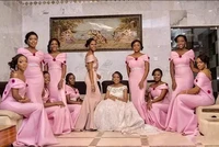 pink bridesmaid dresses long mermaid off shoulder maid of honor mermaid custom african wedding party guest gown %d1%81%d0%b2%d0%b0%d0%b4%d0%b5%d0%b1%d0%bd%d0%be%d0%b5 %d0%bf%d0%bb%d0%b0%d1%82%d1%8c%d0%b5