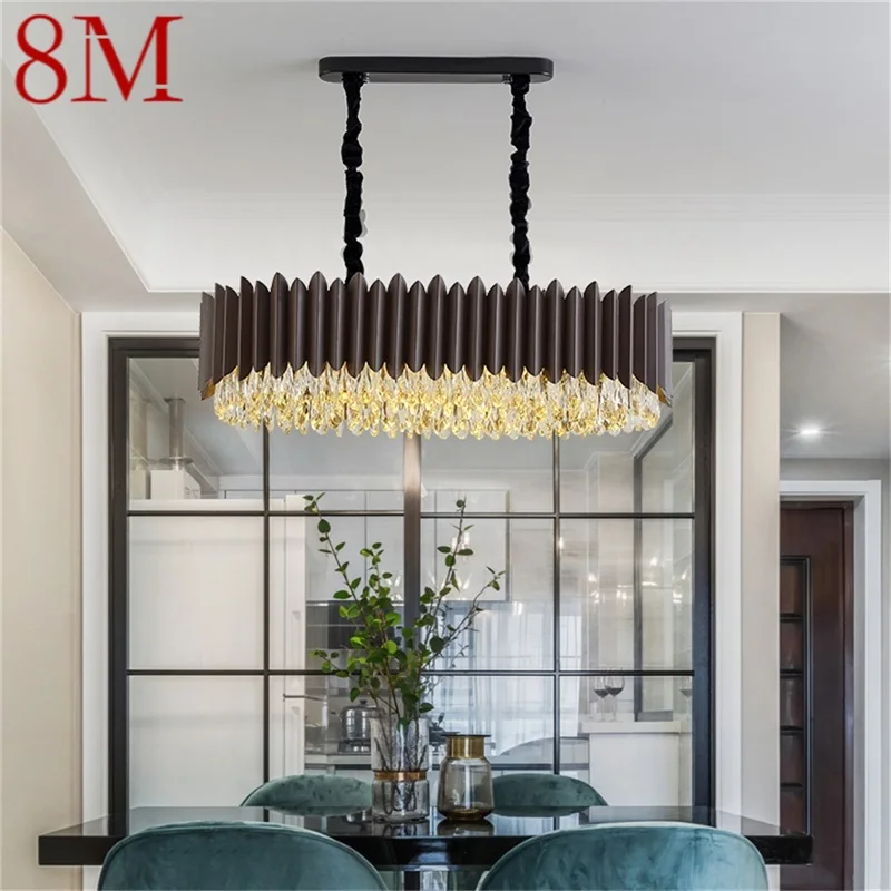 

8M Black Chandelier Rectangle Lamp Fixtures Postmodern Luxury Pendant Light Home LED Decorative for Living Dining Room