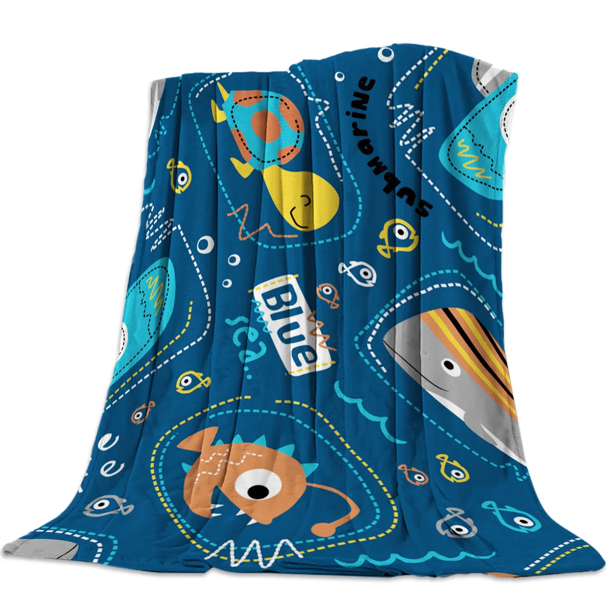 Космический корабль синий морской Кит черепаха пледы одеяло диван кровать