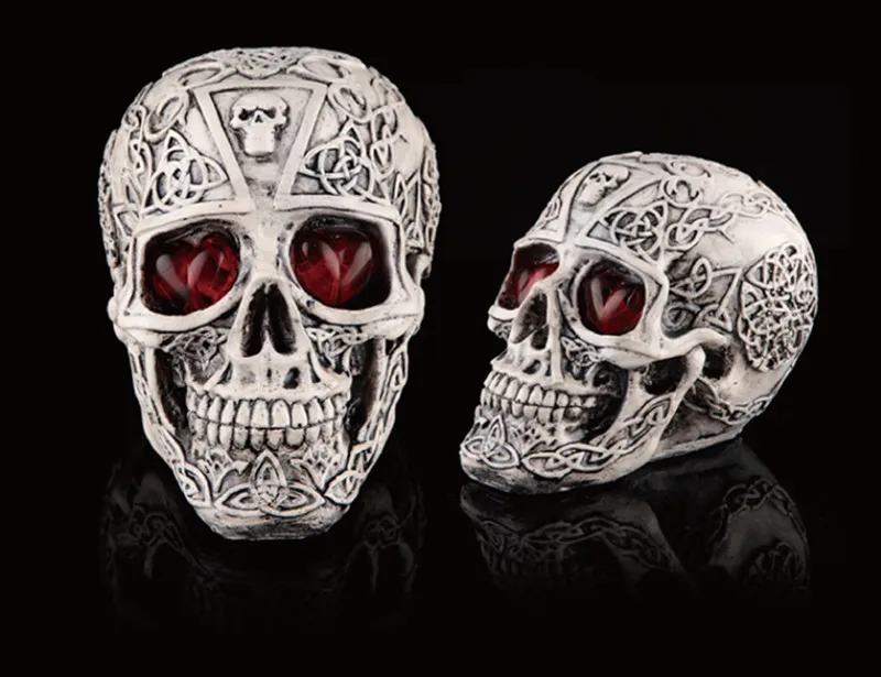 

[New] Hallowmas Retro mankind Skull figure model Lighting simulation mankind Skull Statue Home Trick toys Decorations Figurines