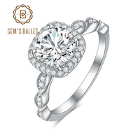 gems ballet 925 sterling silver moissanite ring 0 5ct 1 0ct 2 0ct pave moissanite diamond vintage engagement rings for women