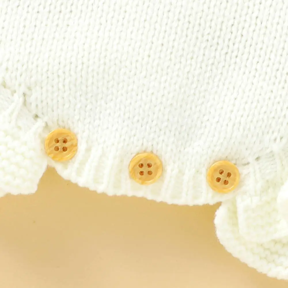 

Spring Autumn Baby Girls Bodysuits Clothes Fashion White Sleeveless Newborn Infant Kids Bebes Knitwear Jumpsuits Outfit Coverall