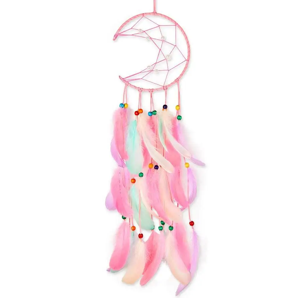 Перо Луна Ловец снов ручной работы полукруглые деревянные бусины для девочек