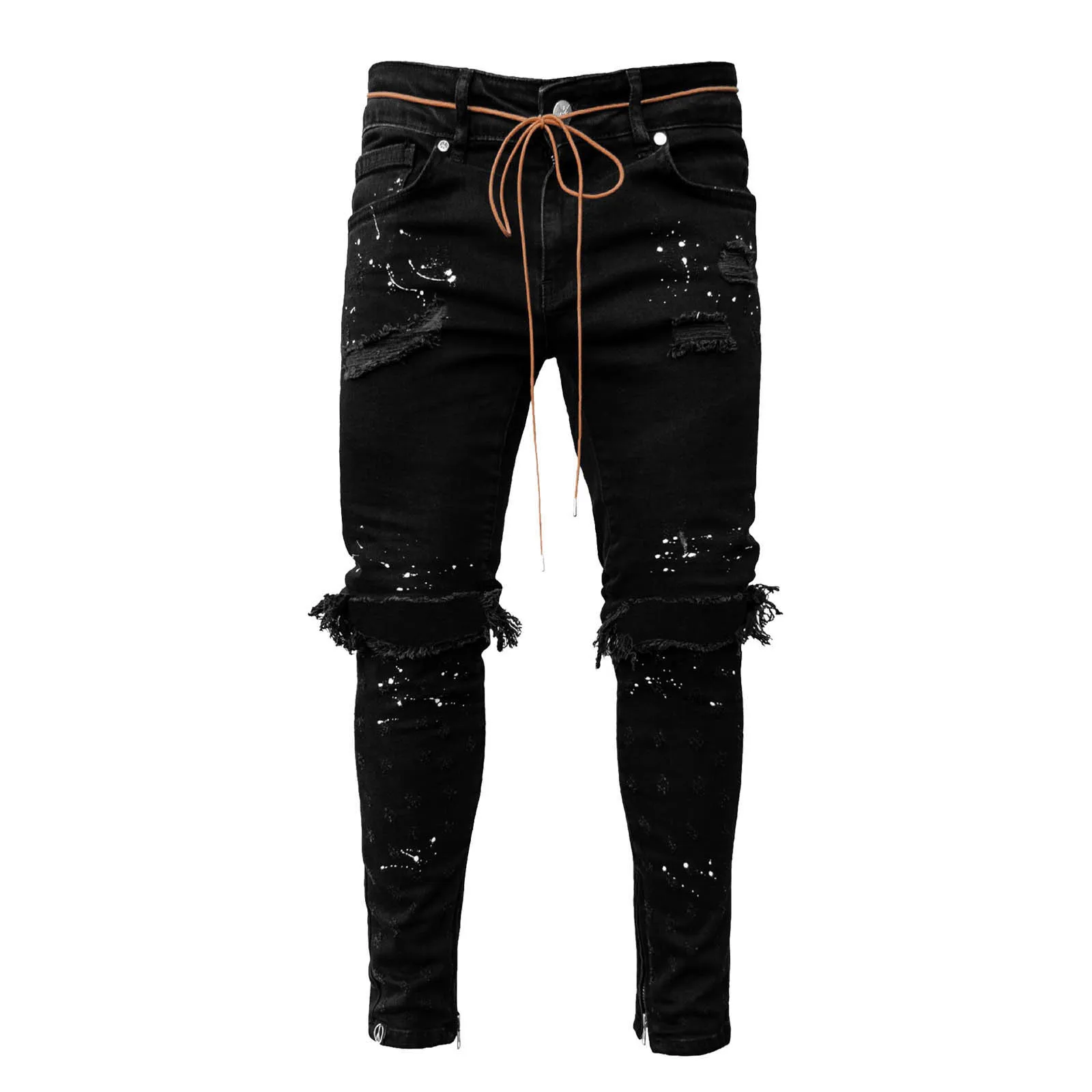 

Men's Fashion High Street Slim Ripped Slim Pants Paint Pants Jeans