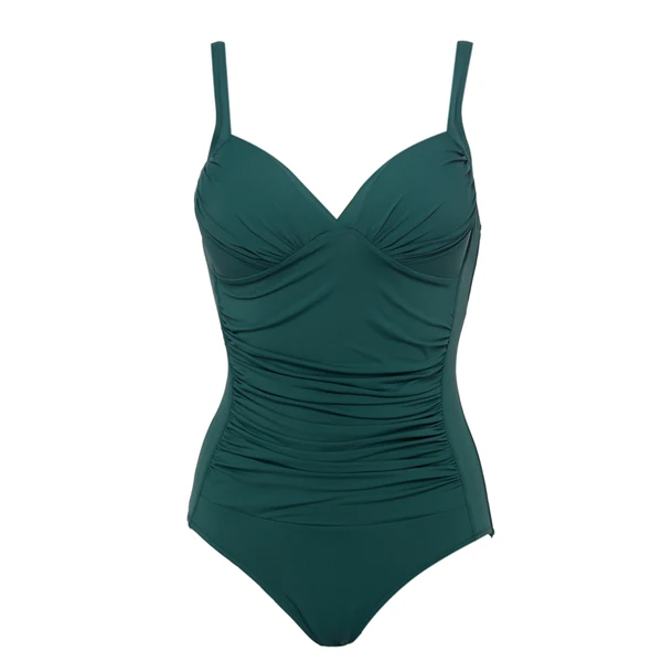 Deep green Andzhelika,Цельный Купальник, Женщин Купальники, Слитный купальник, моделирующий фигуру Плюс Размер Трико Старинные Ретро Раза Купальники Монокини - Цвет: Deep green