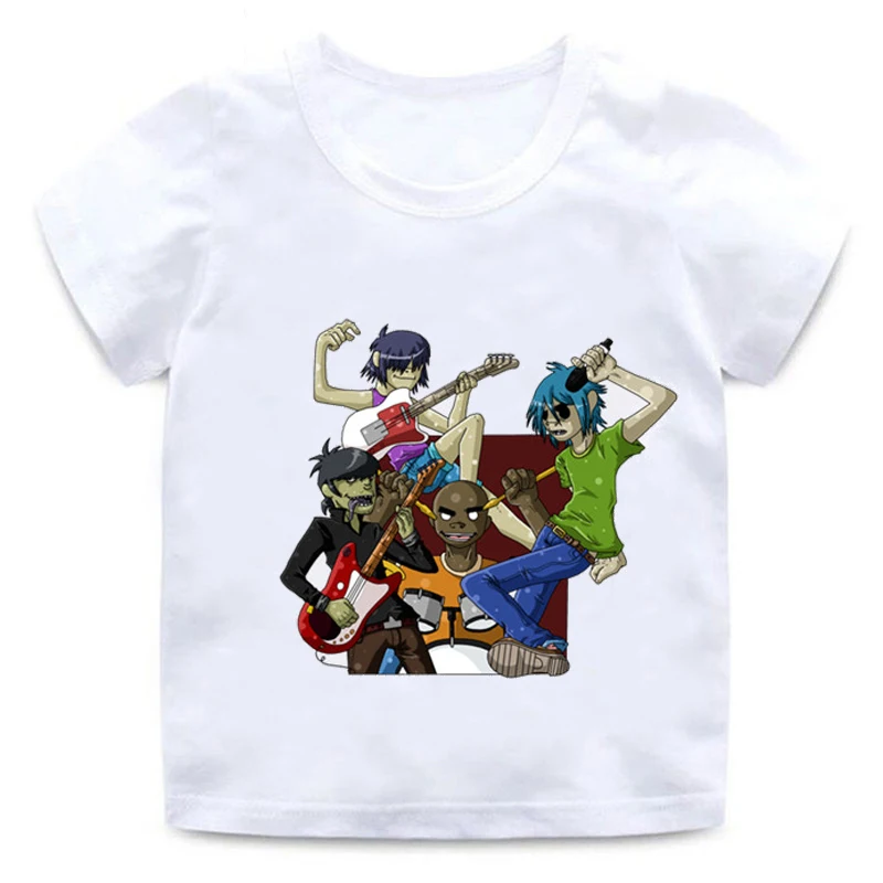 Gorillaz принт Забавная детская футболка Модные топы для маленьких мальчиков и