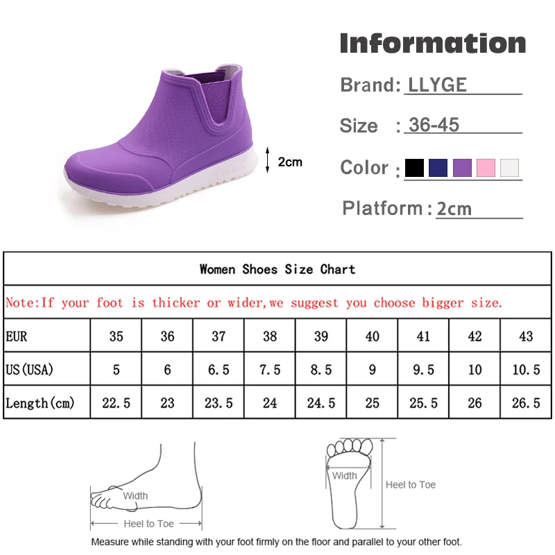 

Women's Rainboots Waterproof Rubber Ankle Boots Outdoor Shoes Female Winter Shoe High Quality Non Slip Casual Female Plus Size