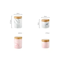 Marble Grain Ceramics Storage Container Nordic Style Seal Pot Cereals Tea Seasoning Storage Tank with Wooden Lids Kitchen Tools