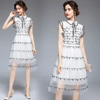 yilinhan 2021 new dresses for women summer fashion elegant sexy kawaii slim lace mesh embroidery fairy princess white dress