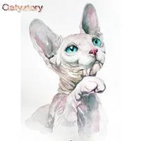 gatyztory white cat animal oil picture by numbers kits handmade unique gift 40x50cm frame canvas home living room decor photo