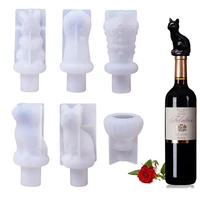 2 pcs red wine bottle stopper crystal epoxy resin mold diy crown cat paw rabbit cork silicone decoration mold