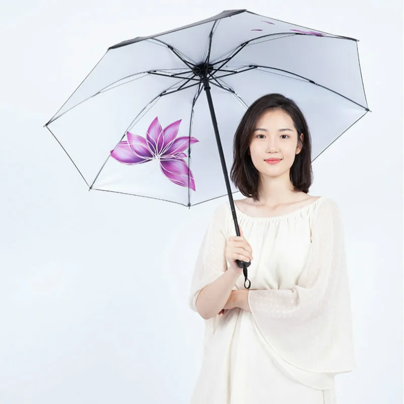 Женский 3D Солнечный дождливый Креативный новый узор с черным покрытием