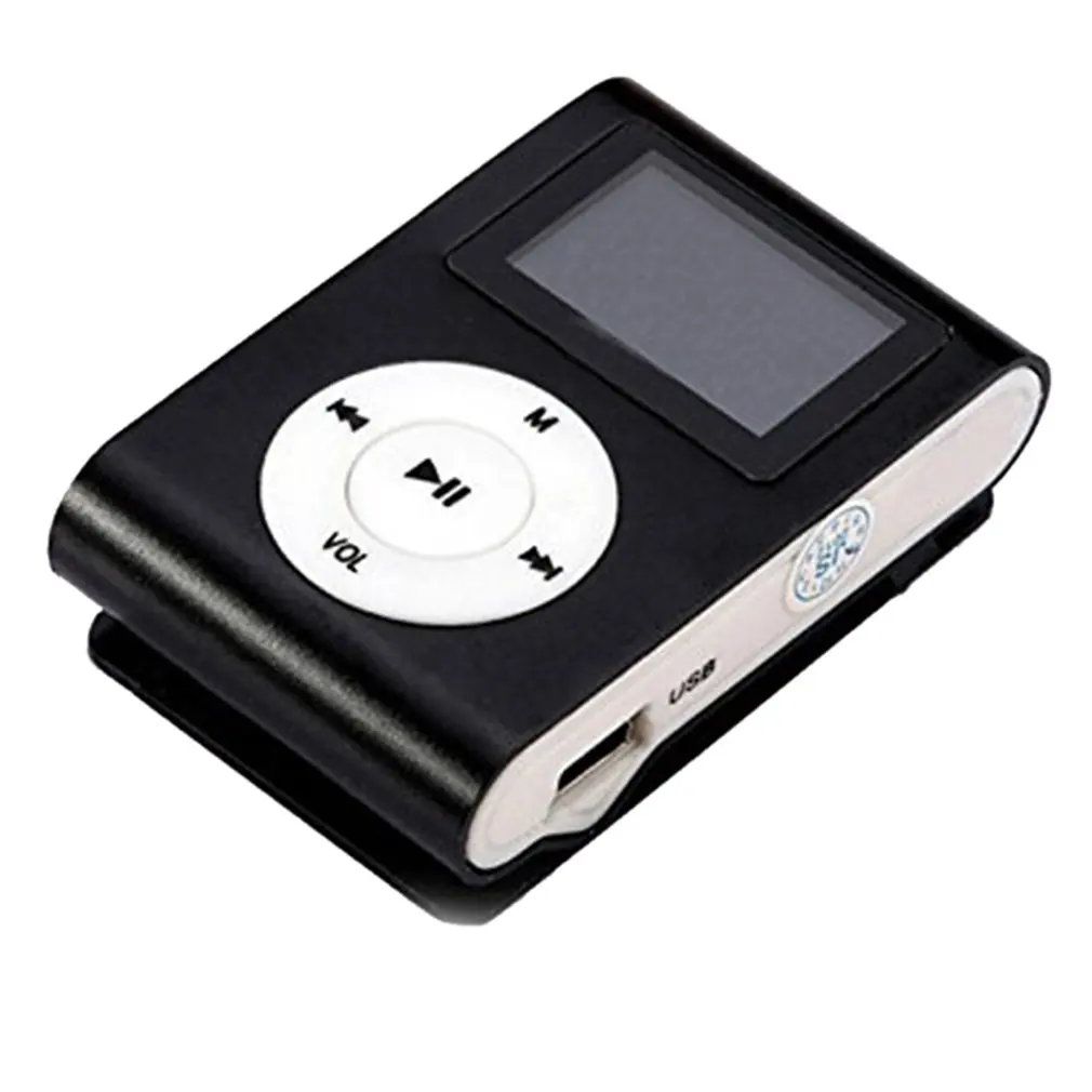Металлический зажим цифровой мини mp3-плеер с 1,8 дюймовым ЖК-экраном Поддержка TF карты USB 2,0 с 3,5 мм разъемом для наушников