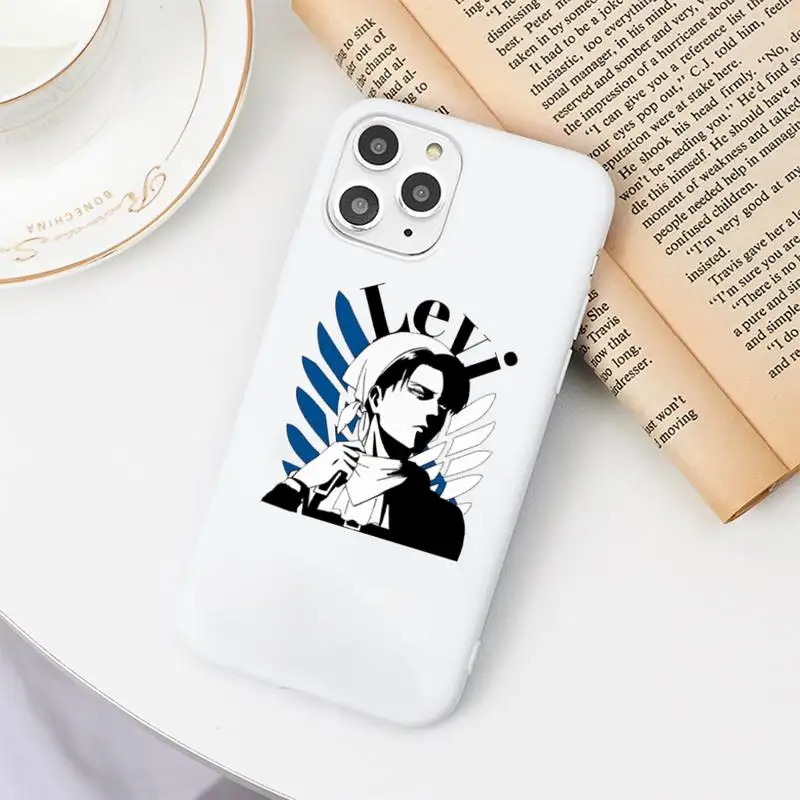 

Anime attack on Titan Character manga Phone Case Candy Color White for iPhone 11 pro XS MAX 8 7 6 6S Plus X 5S SE 2020 XR