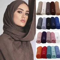 55180cm women muslim crinkle hijab scarf femme musulman soft tr cotton pleated headscarf islamic hijabs shawls and wraps