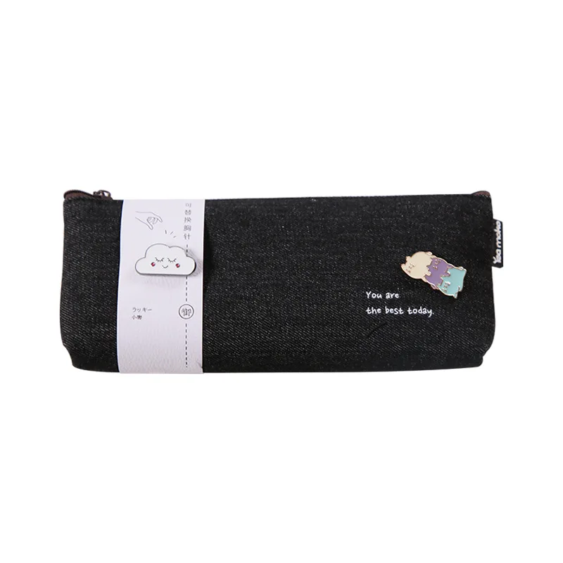 

MOHAMM Denim Portable Stylish Pen Bag Pouch Zipper School Supplies Stationery