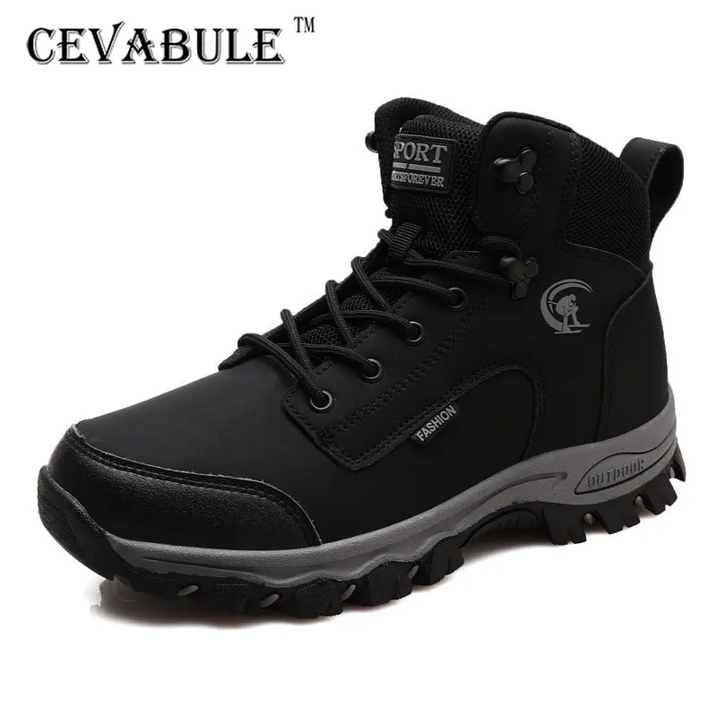 

CEVABULE 2021 New Men's Outdoor Climbing Shoes Large-size Hiking High-gang Travel Shoes Men's Shoes Snow Boots Cotton LCH