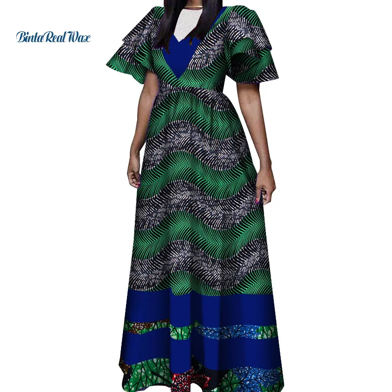 Женское платье с принтом в африканском стиле длинное вечернее аппликацией