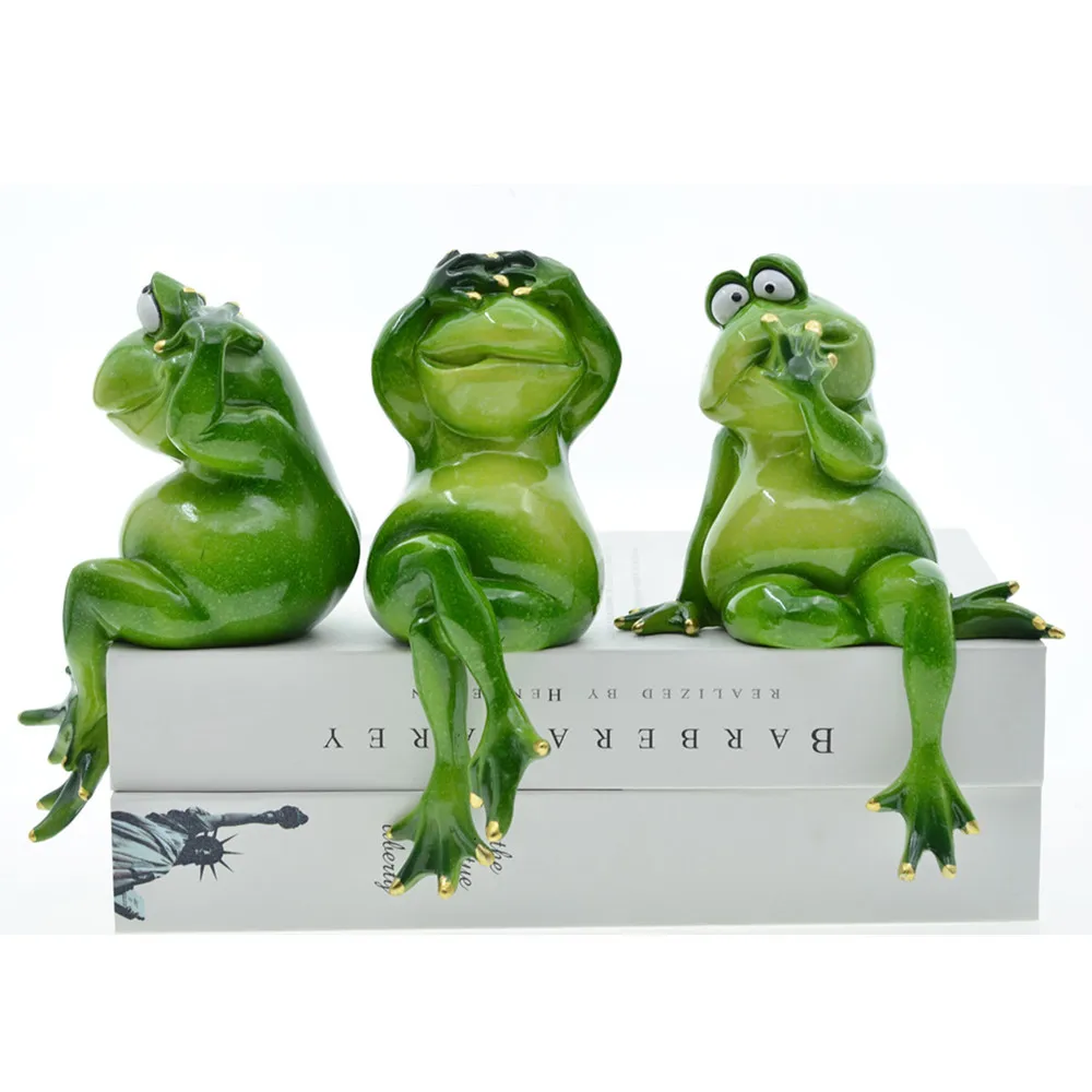 MYBLUE 3 шт./компл. Don't Talk Listen Look Frog Статуэтка миниатюрная Сказочный Сад нордические