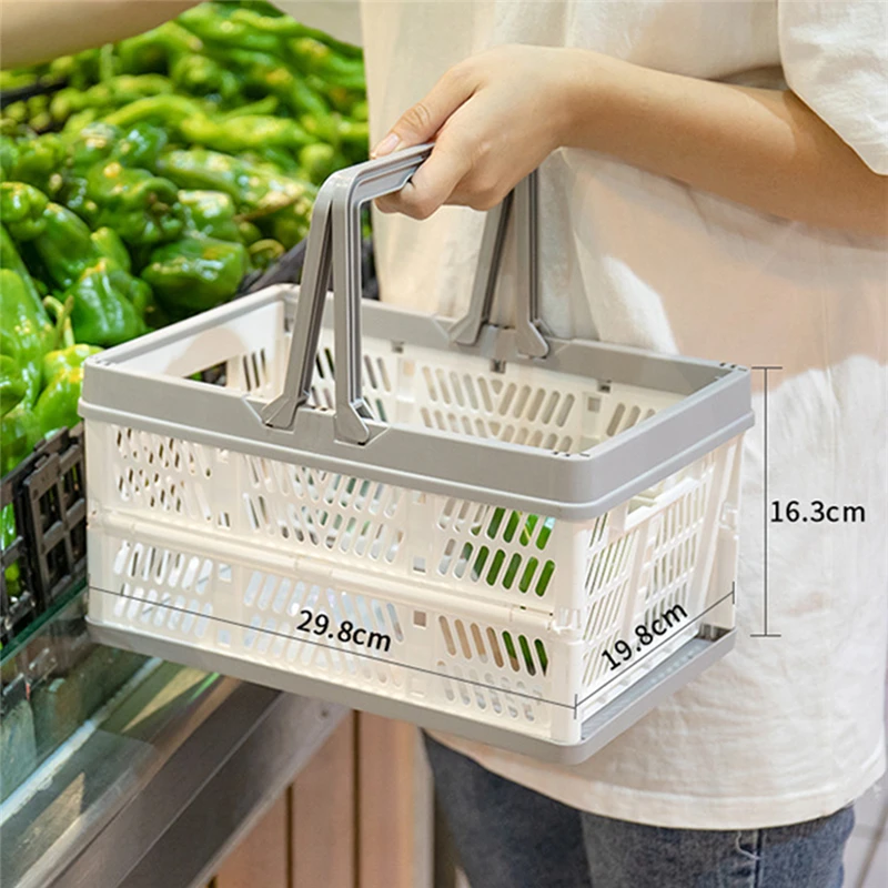 Folding Storage Basket Portable Food Snack Picnic Shopping Convenient Hand Home | Дом и сад