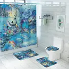 Занавеска для душа с рисунком дельфинакрышка для унитаза, коврик для ванной комнаты